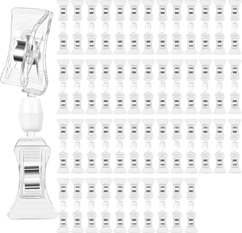 Vista 14 de Clips de etiqueta de precio giratorios de doble cara de plástico, paquete de 12 unidades para señales y exhibiciones de ropa
