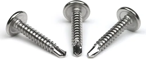Vista 6 de Paquete de 100 tornillos Phillips autoperforantes de cabeza de oblea de acero inoxidable 410, tornillos Tek de chapa, cabeza de armadura modificada