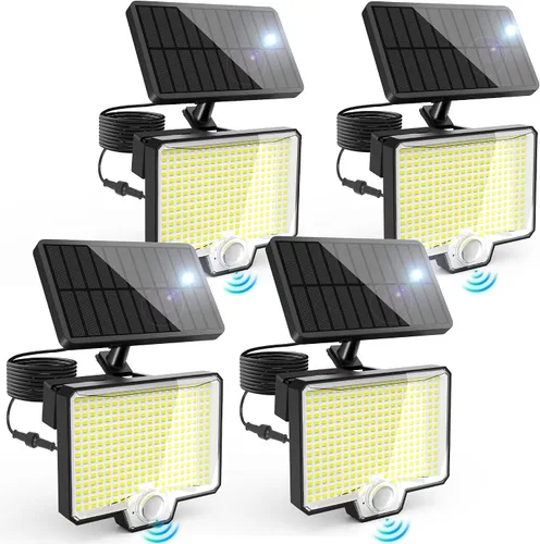 Vista 8 de AUDERWIN 294 Luces LED Exteriores Solares Divididas con Sensor de Movimiento, Luces de Inundación Solares de 2600Lm, IP67 Impermeables, Luces