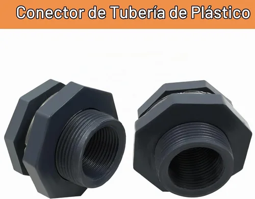 Vista 4 de 2 piezas Accesorio de Mamparo de PVC NPT1, Conector de Tanque de Agua de Plástico de 1 Pulgada Roscado Pasante, Accesorios de Tubería Pasante