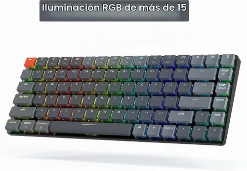 Vista 7 de Keychron Teclado mecánico inalámbrico K3 Ultra-Slim 75% Layout con cable, compacto 84 teclas RGB LED retroiluminado para Mac Windows, interruptor