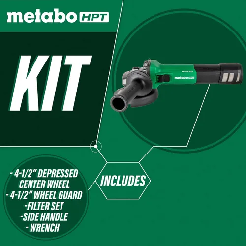 Vista 2 de Metabo HPT - Amoladora angular 4-1/2 pulgadas 12 amperios Motor sin escobillas AC Velocidad variable Mango lateral de 3 posiciones G12VE2
