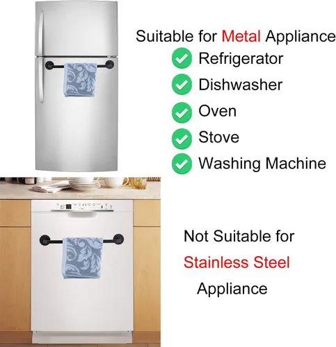 Vista 7 de Barra Magnética para Toallas para Refrigerador, Soporte Magnético para Toallas, Gancho para Toallas para Nevera, Estufa de Cocina, Horno