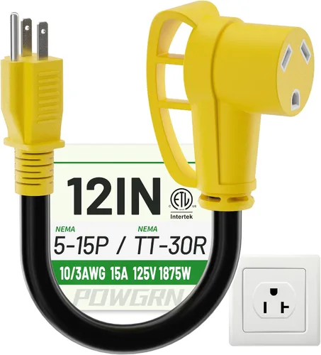 Vista 10 de POWGRN Cable adaptador RV de 50 amperios a 30 amperios de 12 pulgadas Amarillo