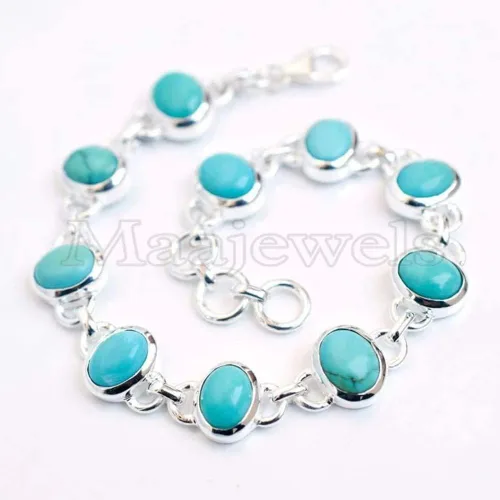 Vista 2 de Pulsera de turquesa Arizona natural, Pulsera turquesa de la bella durmiente, Pulsera turquesa, Pulsera hecha a mano, Regalo para mamá, Pulsera