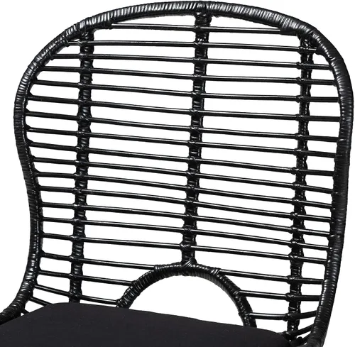 Vista 6 de Baxton Studio Brenna - Silla de comedor de ratán bohemia, color negro, 2 juegos (231-2P-12827-HT)