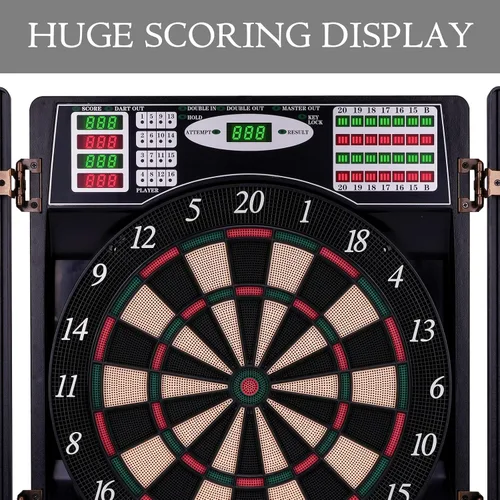 Vista 3 de Electronic Dart Board LED Electric Digital Boards with Cabinet 12 Darts 38 Games with 211 Variations,Low Bounce-Outs,for 16 Players; 5 Levels