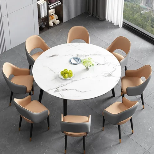 Vista 5 de Modern Dining Chair - Mid Back Lounge with Armrest and Metal Legs for Living Room or Home Office