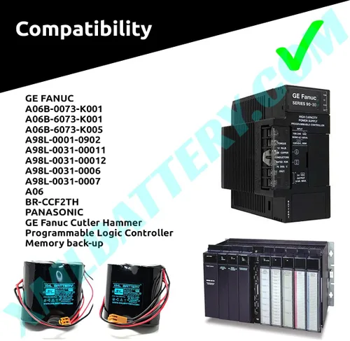Vista 3 de Paquete de 2 XML Battery 6v 3000mah BR-CCF2TH 6V GE Fanuc A06 Series A06B-0073-K001 A06B0073K001