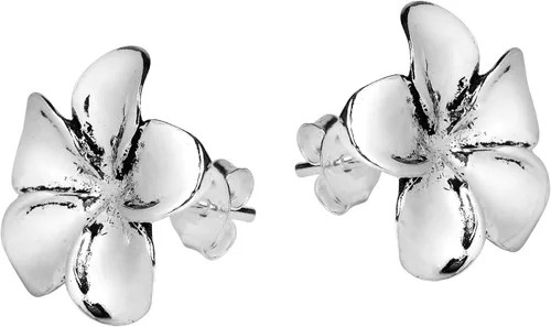 Vista 2 de Plumeria Flor 15mm plata de ley 925. Post Earrings