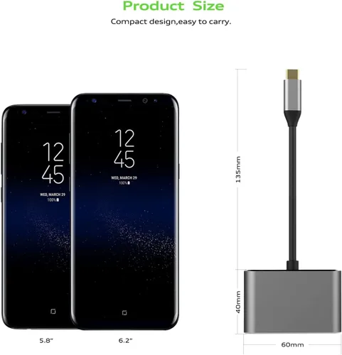 Vista 7 de Generic Adaptador USB C a HDMI VGA, soporta 4K UHD, espejos de teléfono/portátil a TV/proyector