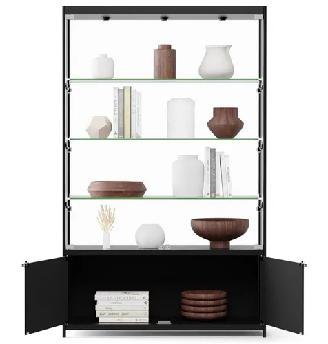 Vista 6 de Displays2go vitrina de cristal de 48", marco de aluminio negro