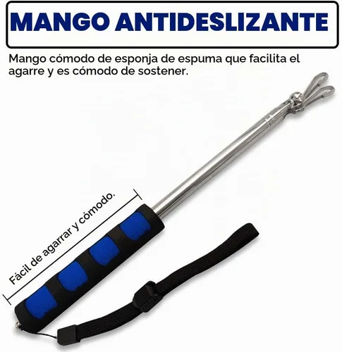 Vista 3 de Poste de mano retráctil extensible compacto (azul) - 11 pulgadas perfecto para mochilas, llevar a eventos, desfiles, excursiones, fiestas, etc