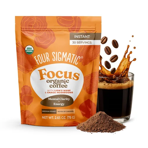 Vista 16 de Four Sigmatic - Café instantáneo de tostado medio orgánico adaptógeno con ashwagandha, chaga y tulsi, apoyo inmunológico y alivio del estrés, Keto