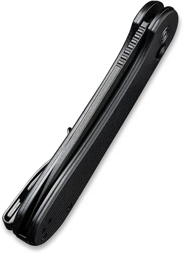 Vista 5 de CIVIVI C2103A Elementum - Navaja de bolsillo plegable con hoja de 3.47" 14C28N, mango de G10, con bloqueo de botón para EDC (Negro)