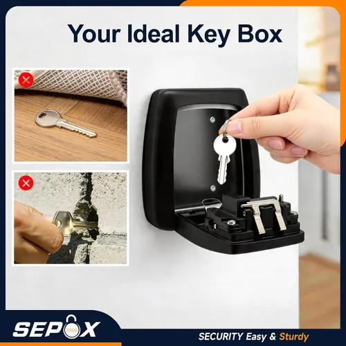 Vista 7 de SEPOX® Caja de seguridad de acero inoxidable con combinación de 4 dígitos para llaves de montaje en pared For Home Office Outdoor Realtor.