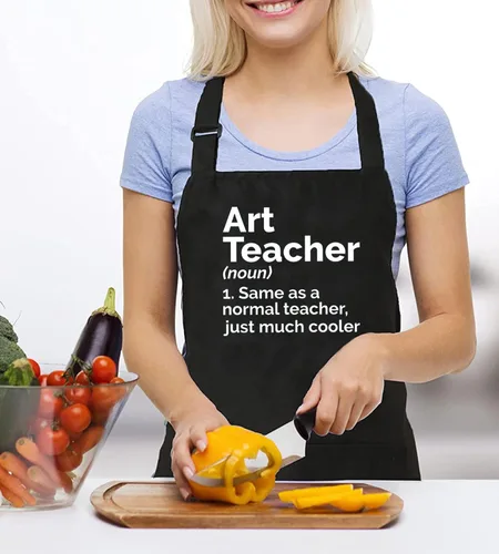 Vista 2 de Art Teacher Apron for Women Art Lovers Waterproof Adjustable Bib 2 Pockets Kitchen Cooking Apron Artist Mentor Gift
