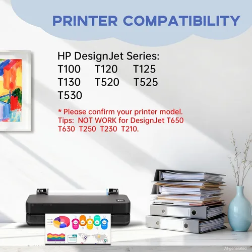Vista 2 de Miss Deer Paquete de cartuchos de tinta 711XL, repuesto para HP 711 711XL, paquete combinado de cartuchos de tinta para impresora DesignJet T100