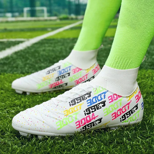 Vista 7 de Tacos FG unisex para entrenamiento atlético, antideslizantes, largos y altos, zapatos de fútbol para jóvenes
