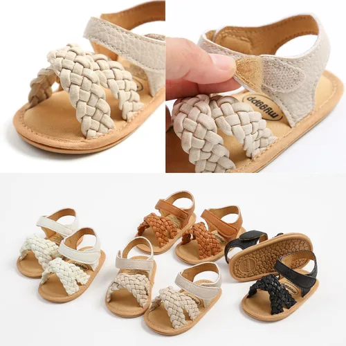 Vista 6 de RVROVIC Sandalias de primera calidad para bebés, niños y niñas, suela de goma antideslizante suave, zapatos de verano al aire libre para niños