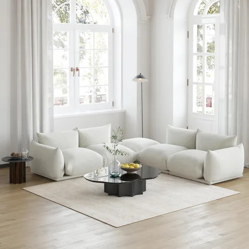 Vista 7 de WJShome - Sofá seccional modular, sofá de chenilla de 264 cm de lana minimalista, sofá convertible de 3 plazas, sofá de sala de estar ancho
