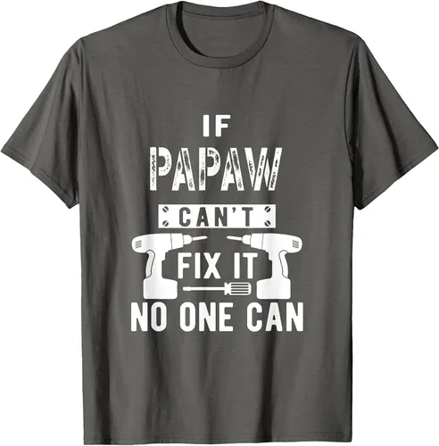 Vista 5 de If Papaw Can't Fix It No One Can Grandpa T-Shirt Asphalt Grey