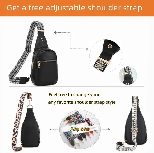 Vista 4 de WSRYDLDJ - Bolso bandolera pequeño de cuero para mujer, Negro Bo