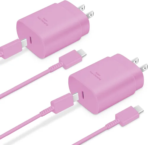 Vista 14 de GUUSMART Cargador tipo C, paquete de 2 cables de carga USB C de 25 W de largo y 6 pies Cargador tipo C Bloque de carga rápida compatible con Negro