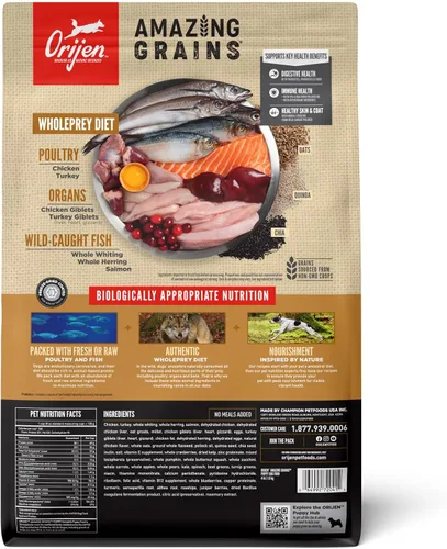 Vista 2 de ORIJEN Amazing Grains - Comida seca para perros con alto contenido de proteínas, receta para cachorros, bolsa de 4 libras
