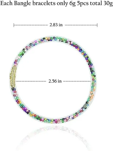 Vista 3 de Juego de pulseras de gelatina con purpurina joyas a la moda con forro de polvo dorado pulseras ligeras y bonitas para mujeres y niñas