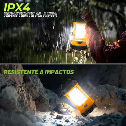 Vista 5 de Linterna de campamento de 3000 lúmenes, faroles LED para cortes de energía con cargador de teléfono de 4400 mAh, linterna recargable resistente a