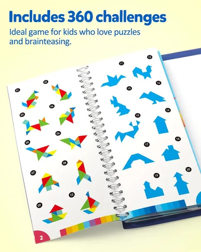 Vista 3 de Rompecabezas Tangram Magnético de Viaje Coogam con Bloques de Construcción 3D, Libros de Rompecabezas de Escritura en Forma de Patrón para Viajes