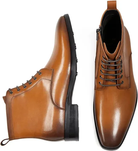 Vista 5 de GIFENNSE Botas Chukka para hombre, botas de vestir para hombre, botas de cuero Oxford, botas Chelsea famales para hombre