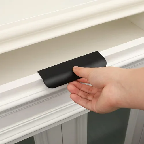 Vista 4 de Goldenwarm Paquete de 6 manijas de gabinete de cocina de 3 pulgadas, tiradores negros para armarios, tiradores de borde, accesorios de cocina negros