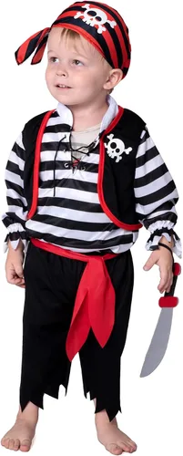 Vista 8 de Spooktacular Creations Disfraz de pirata a rayas para bebé niño