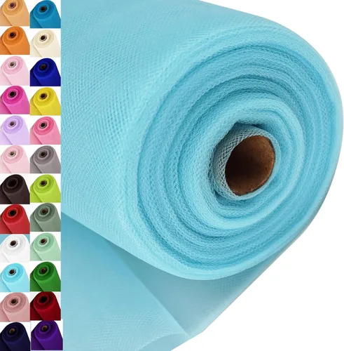 Vista 20 de Rollos de tela de tul, 54 pulgadas por 10 yardas (30 pies), cinta de tul para decoración de fiestas de boda, rollo de tela transparente en bobina