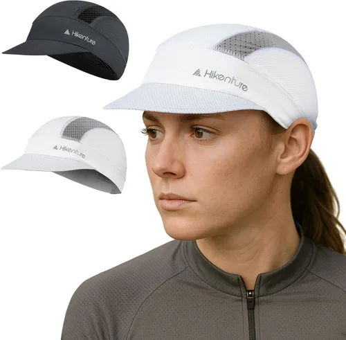 Vista 8 de Hikenture Gorra de ciclismo, gorra de calavera refrescante con visera solar, transpirable, forro de casco de verano para hombres y mujeres Negro
