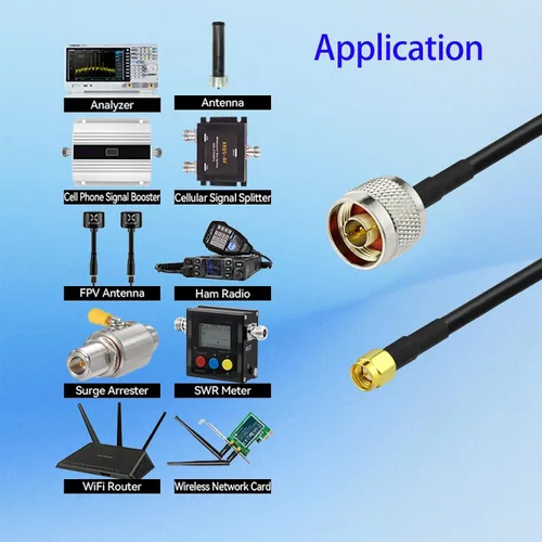 Vista 2 de Superbat Cable adaptador SMA a N de 12 pies RG58 N macho a SMA Macho Cable 50 ohm