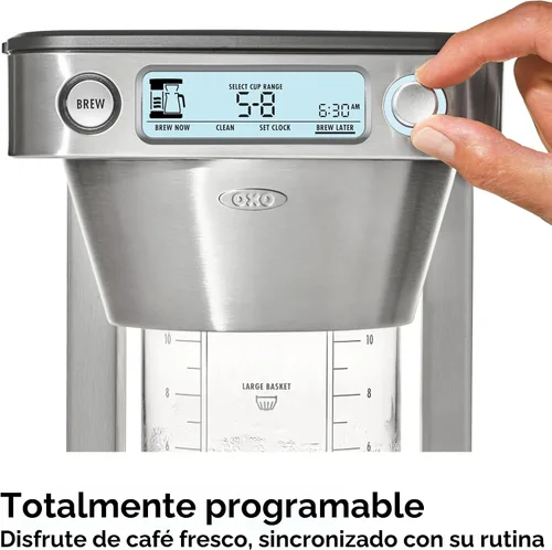 Vista 4 de Cafetera de café OXO Brew de 12 tazas con función de porción única sin cápsula, plateada