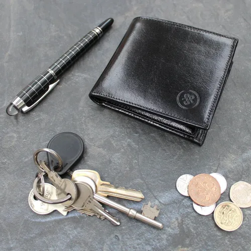 Vista 6 de Maxwell Scott - Cartera plegable de piel de lujo para hombre The Vittore Billetera clásica para recibos, Negro