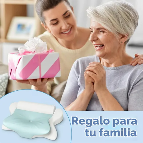 Vista 9 de Almohada cervical para el cuello para aliviar el dolor y dormir, almohada ergonómica de postura para el cuello, almohada de espuma viscoelástica Azul