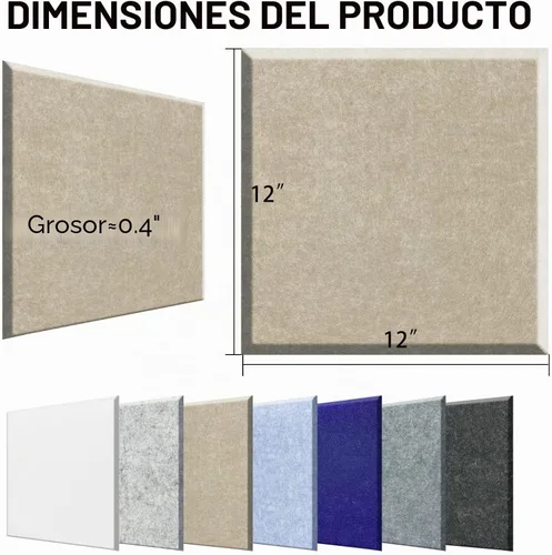 Vista 2 de SHJADE Paneles Acústicos Cuadrados Autoadhesivos, Paquete de 12 de 12" X 12" X 0.4" Paneles Absorbentes de Sonido, Azulejos de Cuña Insonorizante
