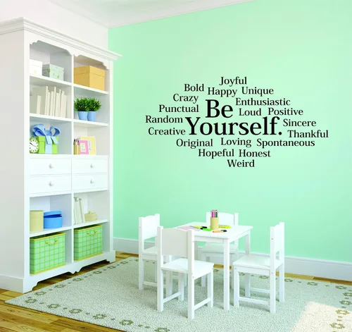 Vista 2 de Adhesivo adhesivo de pared para despegar y pegar: Be Yourself Inspirador Vida Cita Diseño Decoración Dormitorio Baño Sala de estar Cuadro Arte