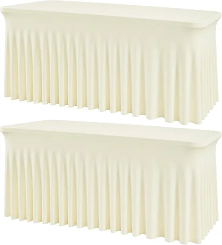 Vista 40 de Mantel rectangular de elastano negro, funda elástica ajustada para mesas rectangulares de 1,8 m, falda de mesa elástica sin arrugas para decoración