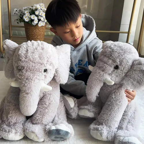 Vista 6 de Elefante de peluche grande de 19.2 pulgadas, juguete de elefante inteligente de felpa para niños, para niñas y mujeres, decoración de habitación Gris