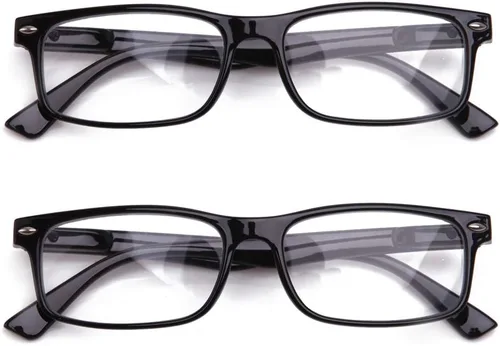 Vista 14 de Newbee Fashion Lentes transparentes Marco Rectángulo Marco Sin Prescripción Falso Gafas Paquete de 2 bambú negro y marrón