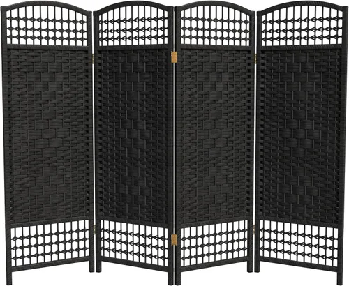 Vista 10 de Pantalla plegable de tejido de fibra corta de 4 pies - Negro - 3 paneles
