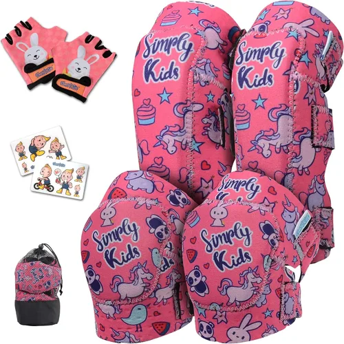 Vista 21 de Rodilleras y coderas para niños de estilo suave con guantes de bicicleta, equipo flexible resistente a los impactos para edades de 2 a 11 años