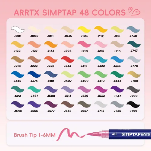 Vista 2 de Arrtx Simptap Series - Bolígrafos de pintura acrílica, punta de pincel, marcadores de pintura acrílica para pintura en rocas, manualidades