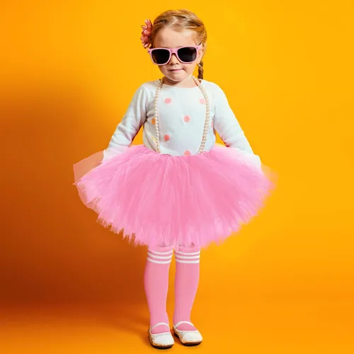 Vista 3 de Zhanmai 5 Layered Tutu Skirt for Kids Tulle Tutu Skirt with Tube Socks Princess Runners Costumes Cosplay for Girls Kids